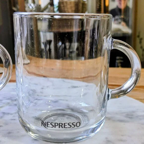 Pair of Nespresso Vertuo Espresso / Latte Clear Coffee Mugs - Picture 4 of 5